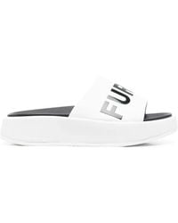 Furla - Logo-Print Leather Slides - Lyst