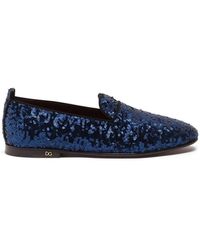 Dolce & Gabbana - Sequinned Flat Slippers - Lyst