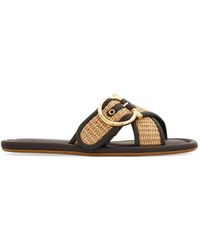 Ferragamo - Double Strap Gancini Ornament Slides - Lyst