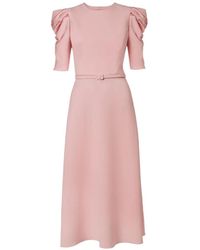 Carolina Herrera - Puff-Sleeve Midi Dress - Lyst