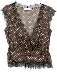 Franchise - Haut Lisete Bordé De Dentelle À Pois - Lyst