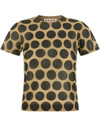 Marni - T-Shirt En Maille Métallisée À Pois - Lyst