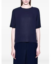 Giorgio Armani - Georgette Short-Sleeved Round-Neck Blouse - Lyst