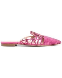 Alberta Ferretti - Pointed-Toe Crystal-Embellished Mules - Lyst