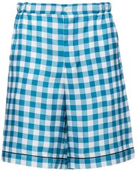 Prada - Bermuda En Soie À Carreaux - Lyst