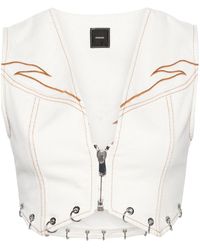 Pinko - Dracula Cotton Vest With Contrast Embroideries And Rings - Lyst