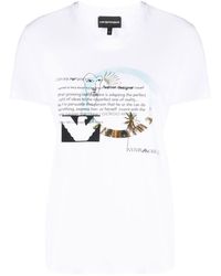 Emporio Armani - T-shirt en coton à slogan imprimé - Lyst