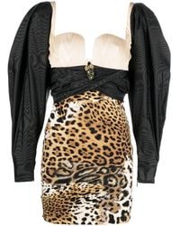Roberto Cavalli - Leopard-Print Mini Dress - Lyst