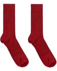 Versace - Ribbed Logo-Embroidered Socks - Lyst