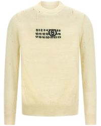 MM6 by Maison Martin Margiela - Jacquard-Detail Distressed Wool Sweater - Lyst
