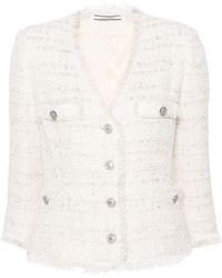 Tagliatore - Lurex-detailing Frayed Tweed Jacket - Lyst