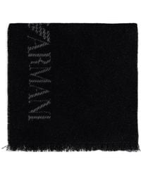 Emporio Armani - Sciarpa Con Frange E Logo - Lyst
