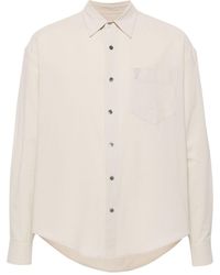 Ami Paris - Ami De Coeur-embroidered Cotton Shirt - Lyst