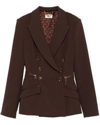 Elisabetta Franchi - Doppelreihige Jacke mit Reißverschlussdetail - Lyst