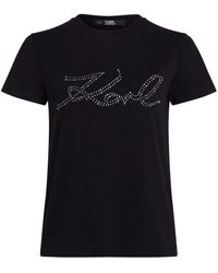 Karl Lagerfeld - Signature Rhinestone-embellished T-shirt - Lyst