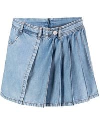 Moschino Jeans - Pleated Layered Denim Shorts - Lyst
