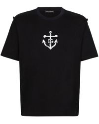 Dolce & Gabbana - T-shirt à manches courtes et imprimé marine - Lyst