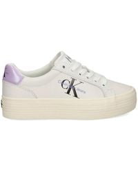 Calvin Klein - Baskets En Cuir À Logo Imprimé - Lyst