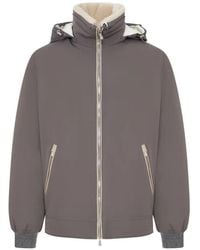 Brunello Cucinelli - Stretch Bonded Nylon Down Jacket With Detachable Hood - Lyst
