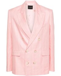 ANDAMANE - Blazer En Lin Pixie À Boutonnière Croisée - Lyst