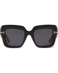 Tom Ford Esme Smoke Square Sunglasses Ft1157 01a 50 in Black  display picture 1