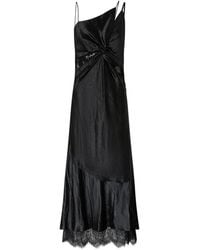 Pinko - Ferrari Long Satin Dress With Draping And Lace - Lyst