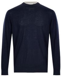 Eleventy - Contrast-Trim Fine-Knit Sweater - Lyst