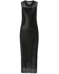 Pinko - Mesh-Effect Midi Dress With Rhinestones - Lyst