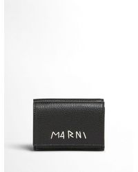 Marni - Logo-embroidered Tri-fold Leather Wallet - Lyst