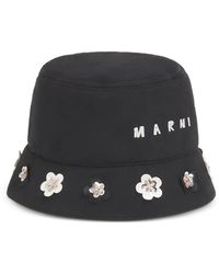 Marni - Taffeta Bucket Hat With Daisy Appliqués - Lyst