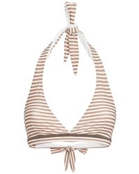 Brunello Cucinelli - Striped Techno Jersey Bikini Top With Precious Trim - Lyst