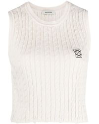 Sandro - Logo-embroidered Cable-knit Vest Top - Lyst