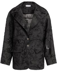WEILI ZHENG - Sequin-Embellished Denim Blazer - Lyst