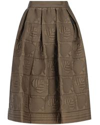 Moncler - Leaf-Quilted A-Line Midi Skirt - Lyst