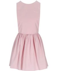 Miu Miu - Logo-Print Flared Mini Dress - Lyst