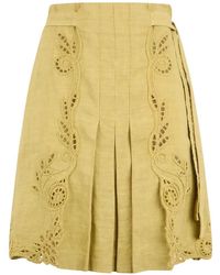 Alberta Ferretti - Broderie-Anglaise Pleated Midi Skirt - Lyst