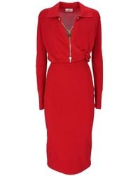 Elisabetta Franchi - Wrap-Style Chain-Detail Midi Dress - Lyst