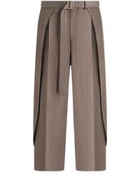 Manière De Voir - Charles Wide Fit Wrap Leg Pinstripe Tailored Trousers - Lyst