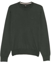 BOSS - Crew-Neck Stripe Trim Knitted Sweater - Lyst