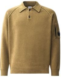 C.P. Company - Lens-Detail Rib-Knit Polo Shirt - Lyst