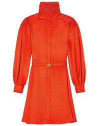 Versace - Jurk Met Geometrisch Patroon En Ceintuur - Lyst