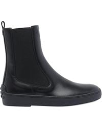 Tod's - Round-Toe Leather Booties - Lyst