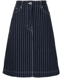 KENZO - Striped Denim Midi Skirt - Lyst