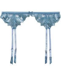 Fleur du Mal - Velvet Lily Embroidered Garter Belt - Lyst