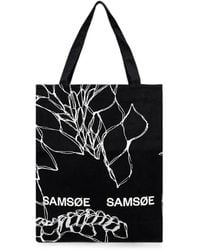 Samsøe & Samsøe - Bolso Shopper Saprint Con Logo Y Estampado Floral - Lyst
