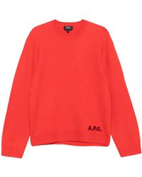 A.P.C. - Logo-Embroidered Crew-Neck Sweater - Lyst