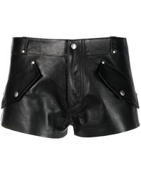 DURAZZI MILANO - Flap-detail Mini Leather Shorts - Lyst