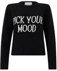 Alberta Ferretti - Slogan-Intarsia Crew-Neck Sweater - Lyst
