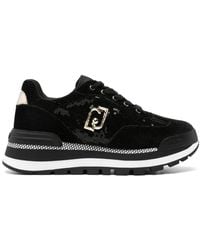 Liu Jo - Logo-Plaque Velvet Trainers - Lyst
