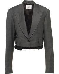 Miu Miu - Grisaille Cropped Single-breasted Blazer - Lyst
